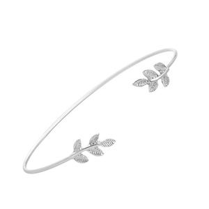 🎉 New Silver Plated Leaf Bangle Bracelet